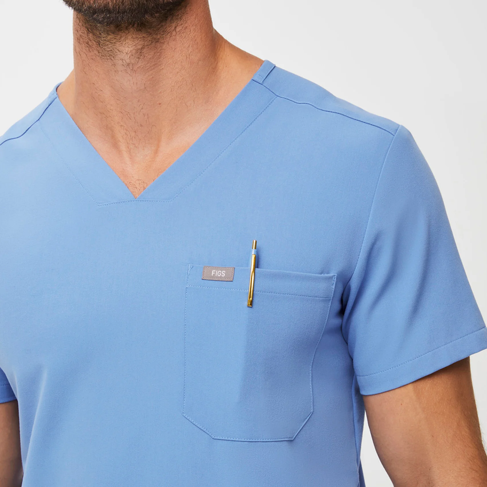 Men's Ceil Blue Chisec™ - Three-Pocket Scrub Top - Image 4
