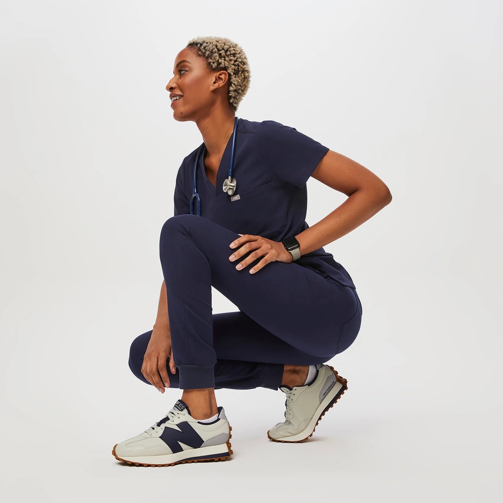 unisex Grey/Navy FIGS | New Balance 327 - Image 6