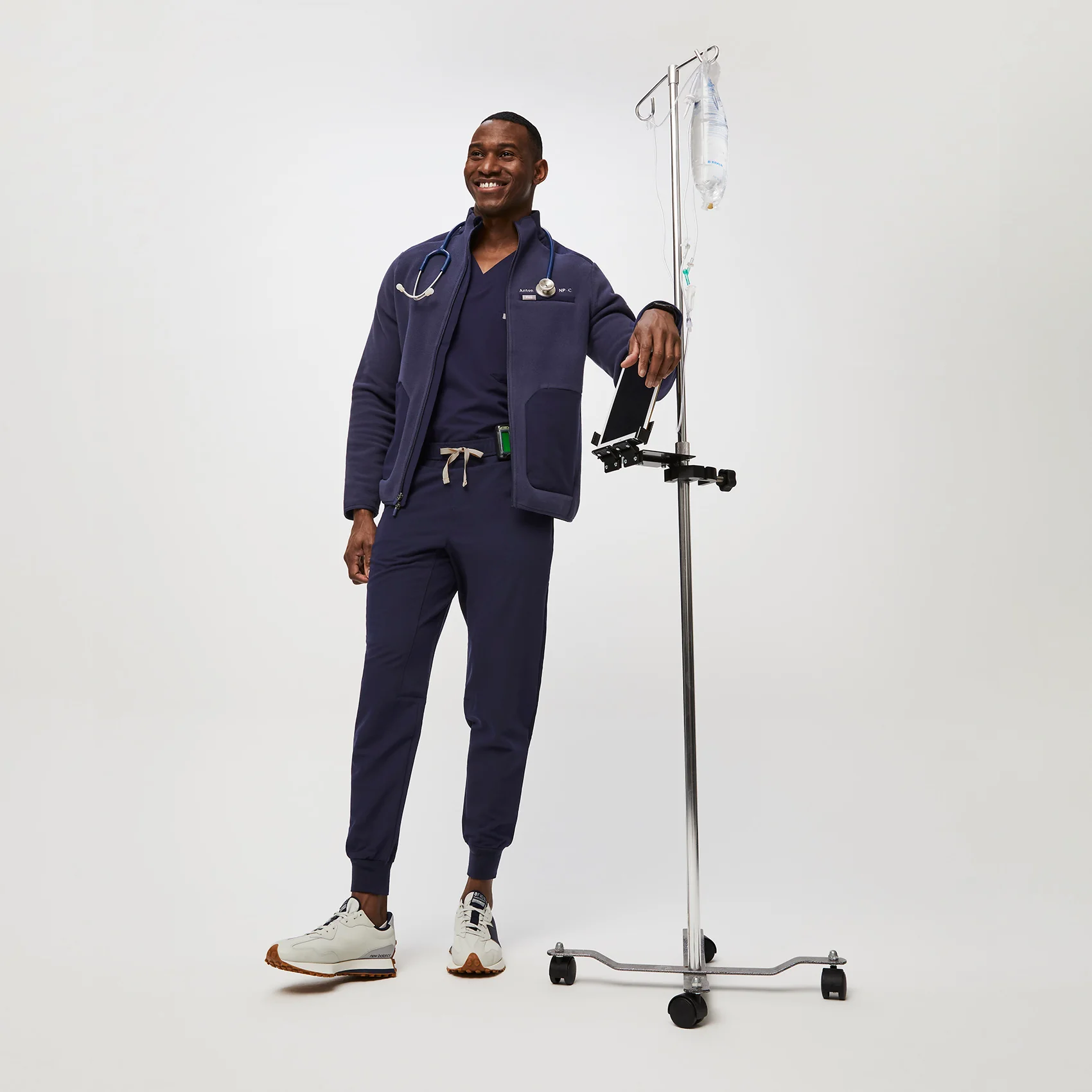 unisex Grey/Navy FIGS | New Balance 327 - Image 9