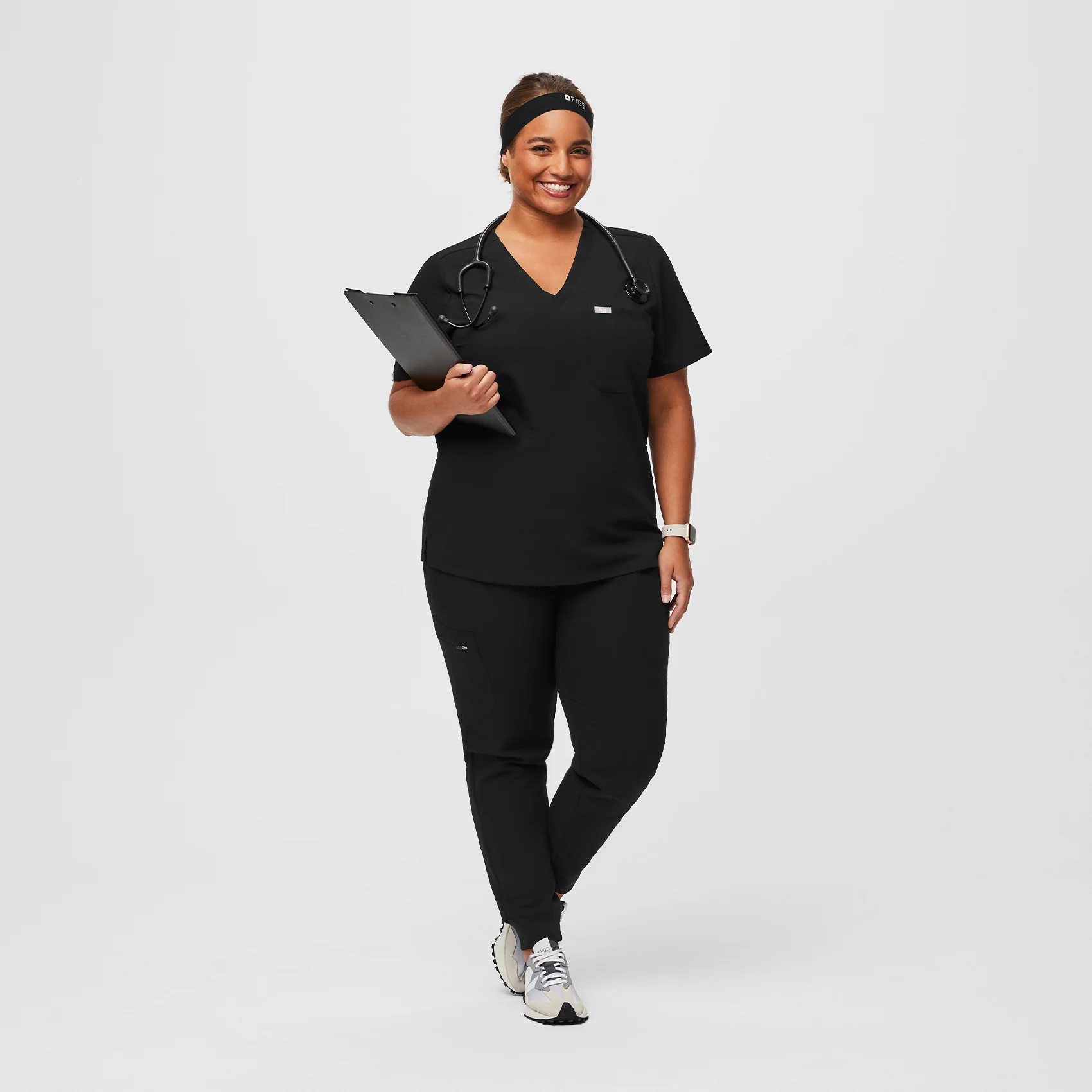 Black Elastic Headband With Buttonholes - Image 3