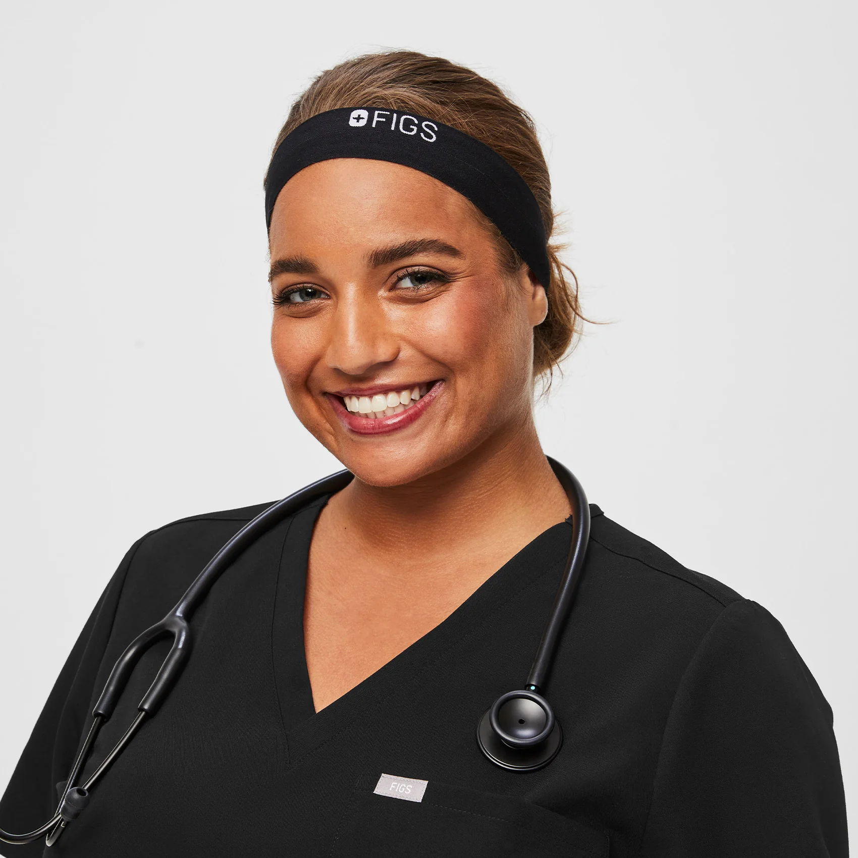 Black Elastic Headband With Buttonholes - Image 4