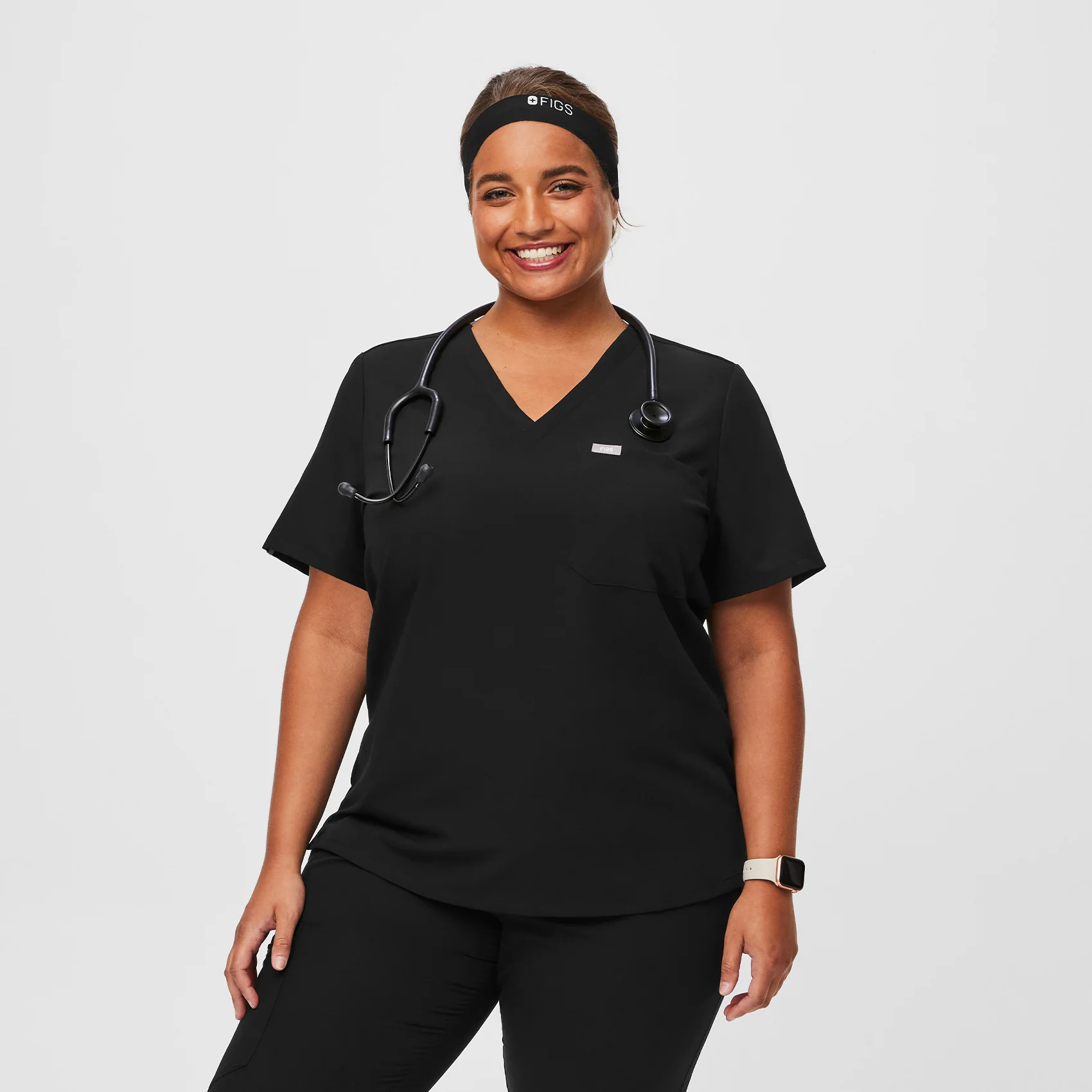 Black Elastic Headband With Buttonholes - Image 5