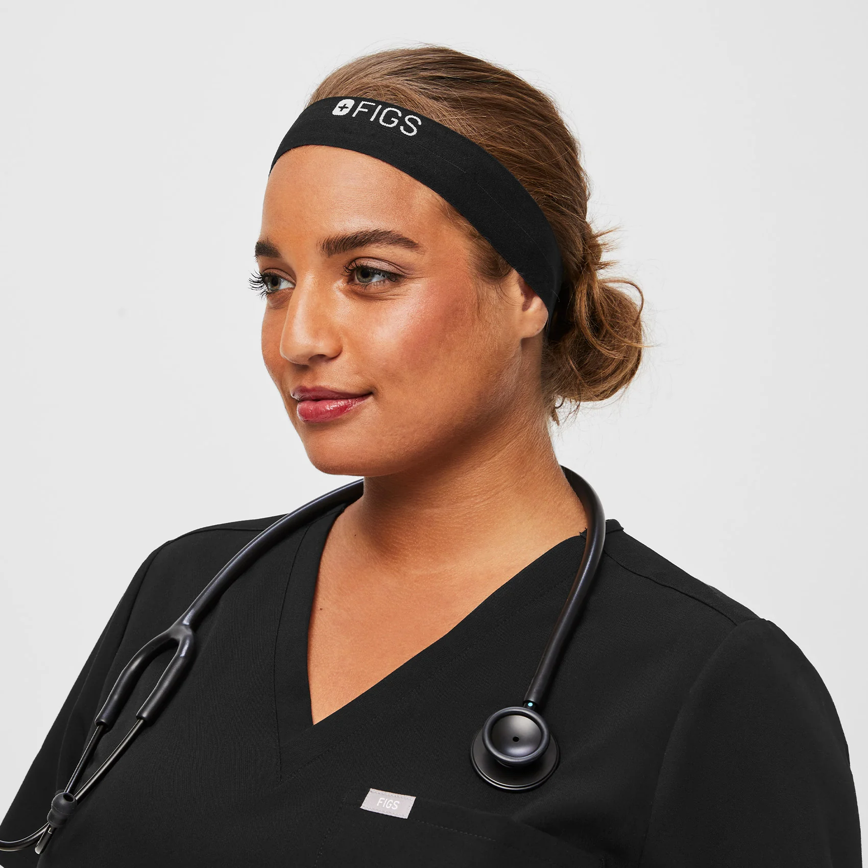 Black Elastic Headband With Buttonholes - Image 6