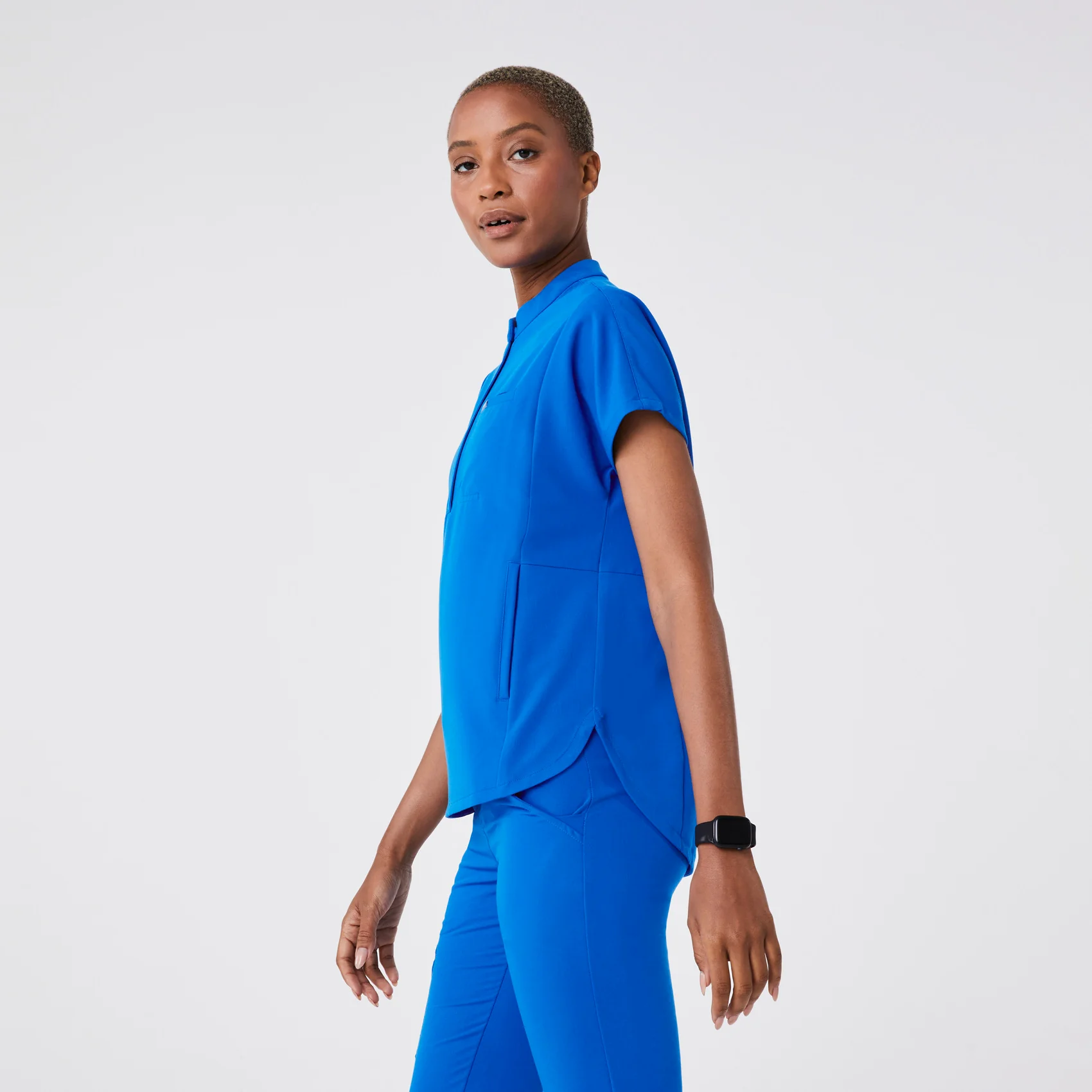 women's Royal Blue Montex - Mock Neck Scrub Top - Image 3