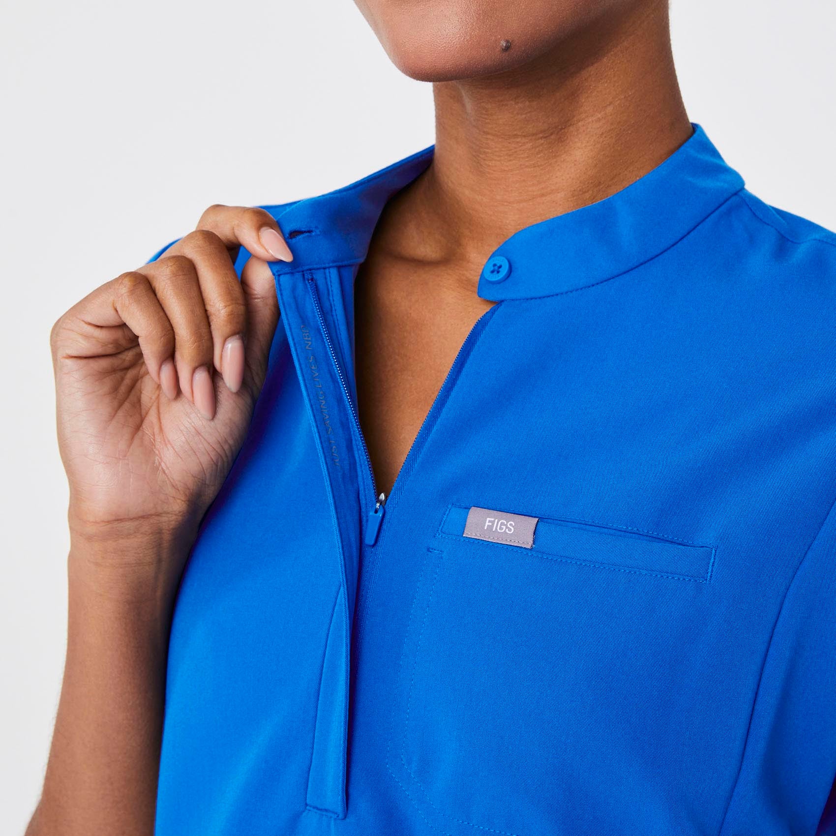 women's Royal Blue Montex - Mock Neck Scrub Top - Image 5