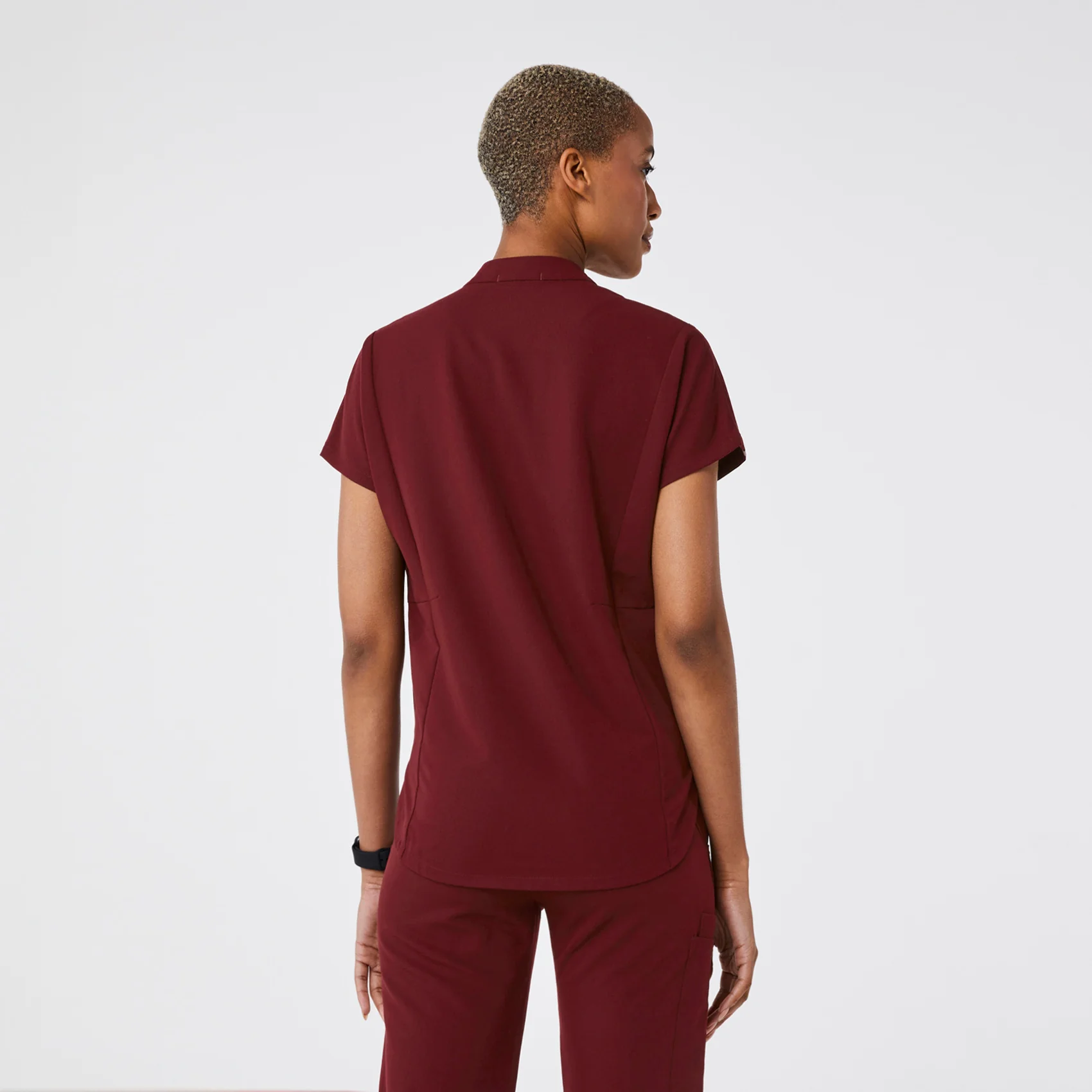 women's Burgundy Montex - Mock Neck Scrub Top - Image 4