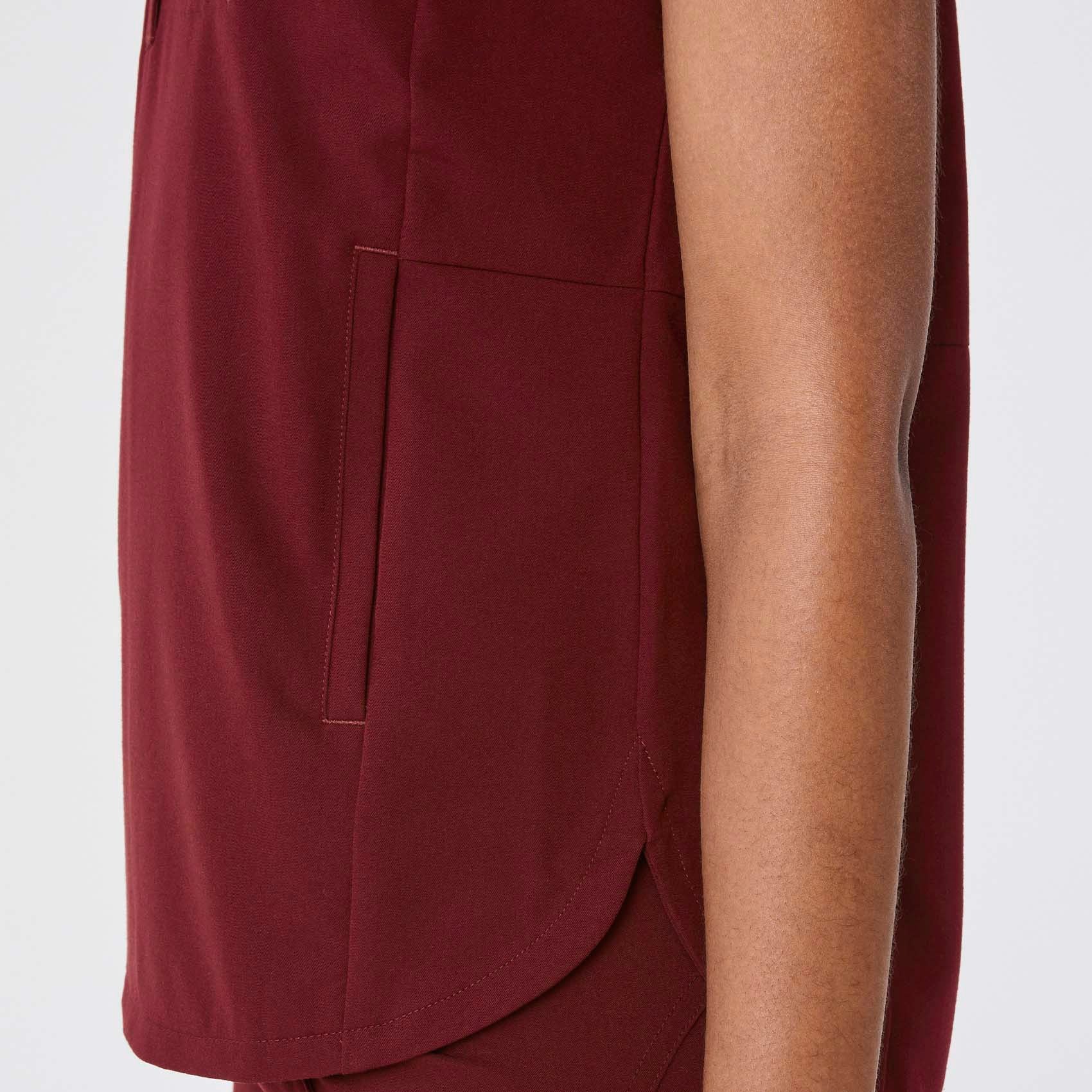women's Burgundy Montex - Mock Neck Scrub Top - Image 7