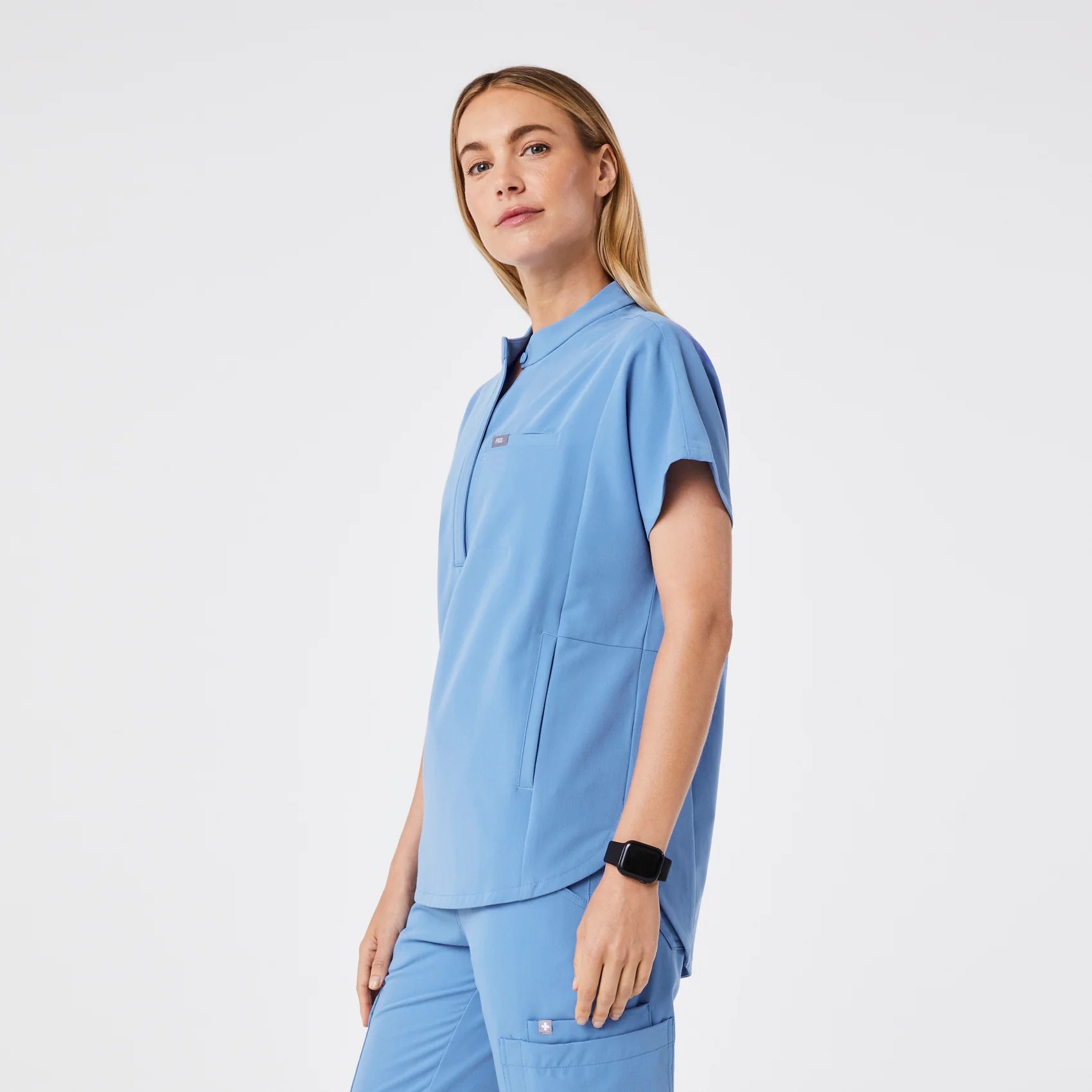 women's Ceil Blue Montex - Mock Neck Scrub Top - Image 3