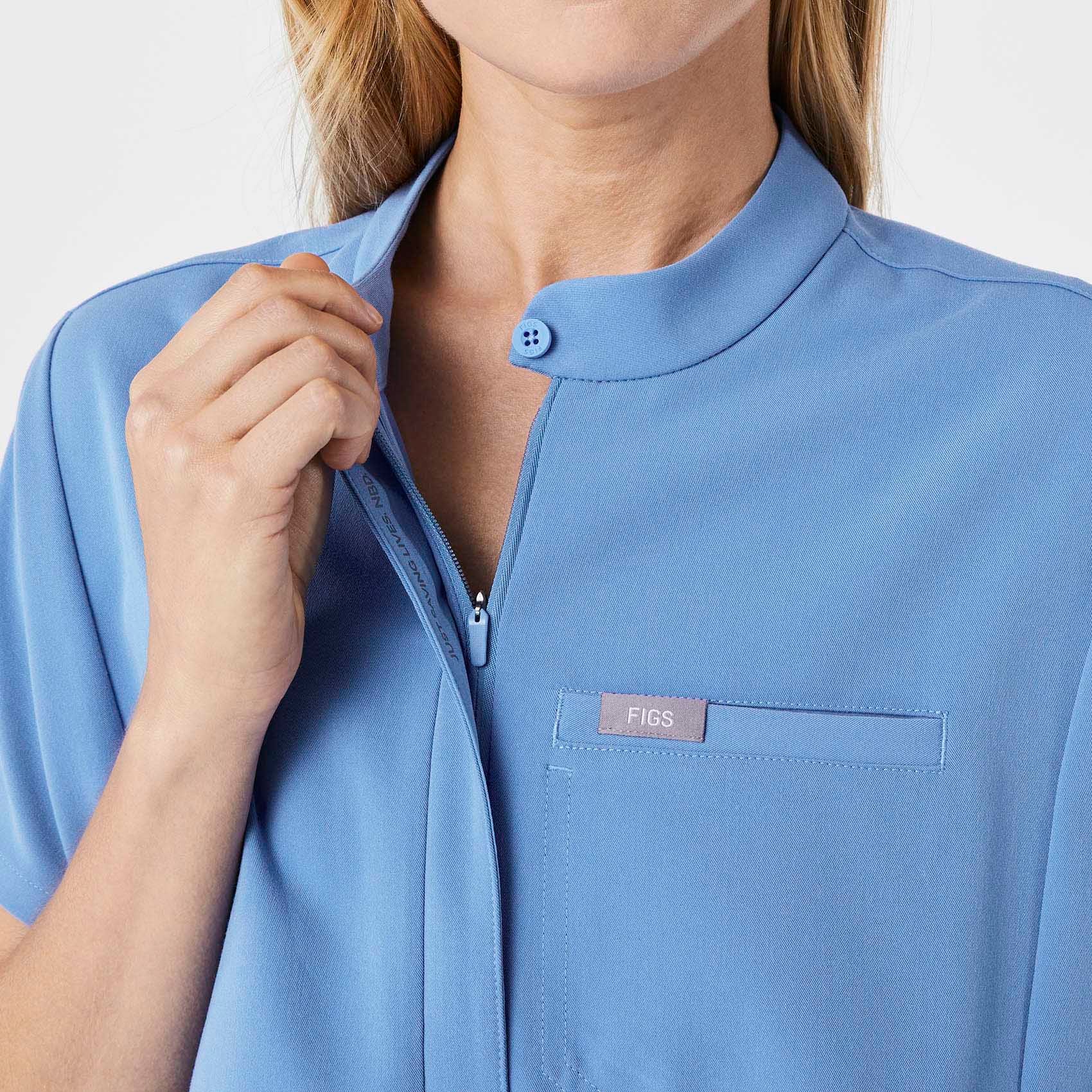 women's Ceil Blue Montex - Mock Neck Scrub Top - Image 5
