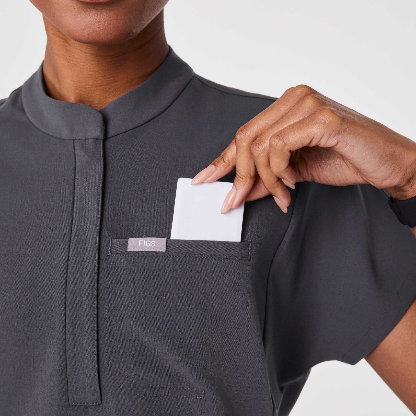 women's Charcoal Montex - Mock Neck Scrub Top - Image 6