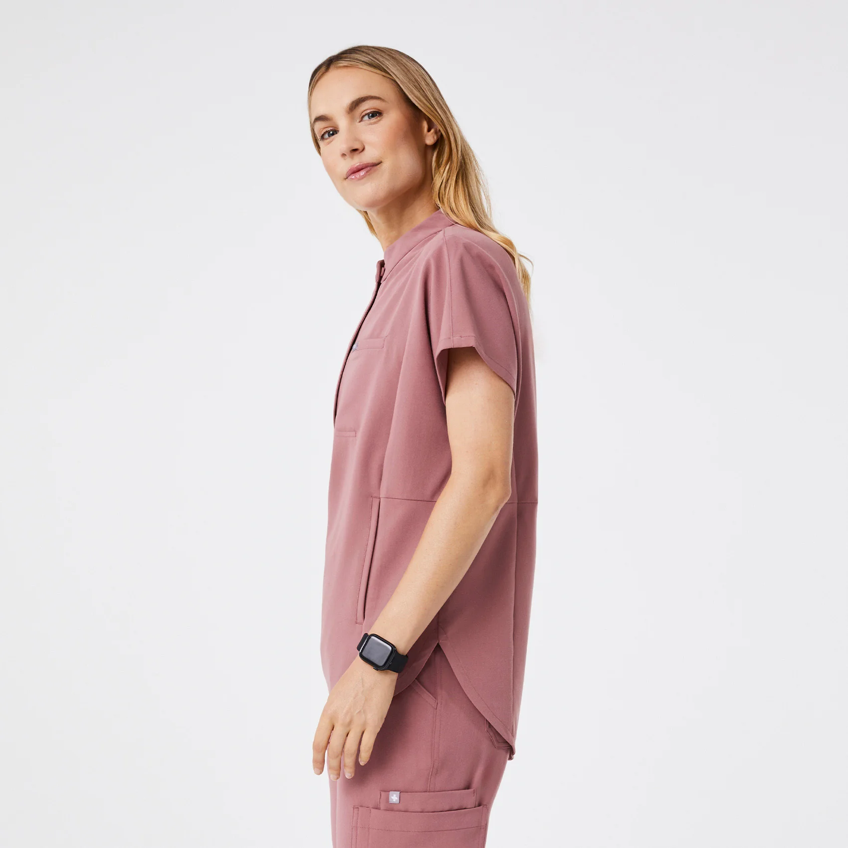 women's Mauve Montex - Mock Neck Scrub Top - Image 3
