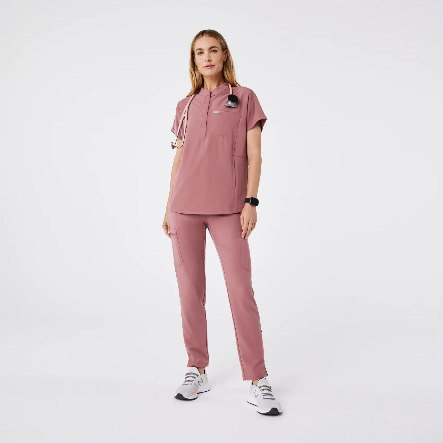 women's Mauve Montex - Mock Neck Scrub Top - Image 7